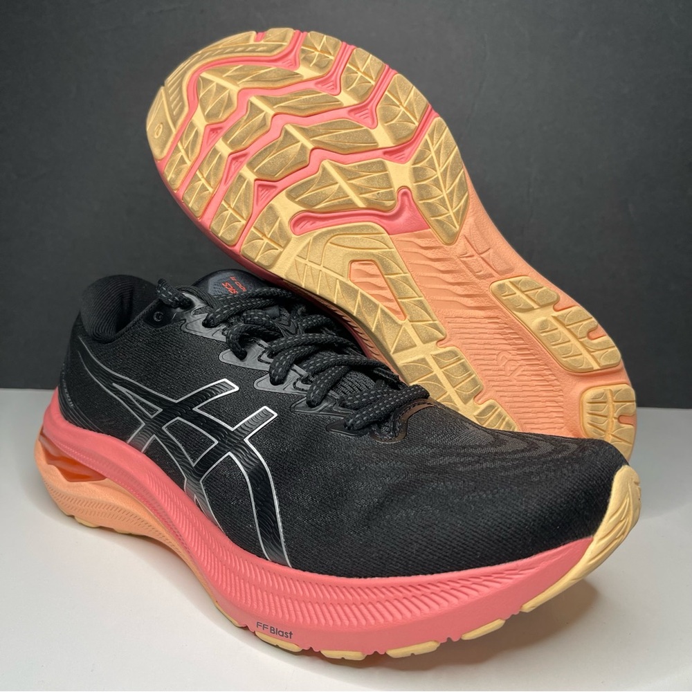 Asics GT-2000 11 Running Shoes Womens 7 Wide Black Pink Peach 1012B303